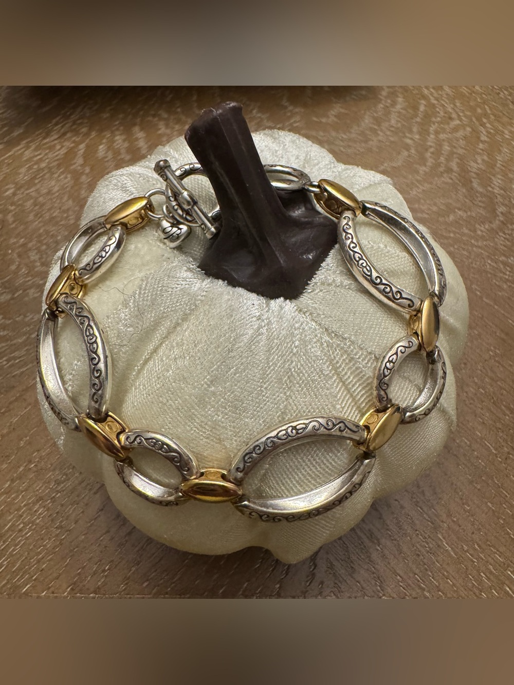 BRIGHTON Two-Tone Silver and Gold Linked Bracelet